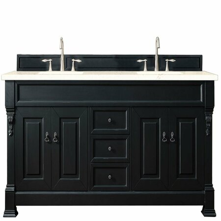 JAMES MARTIN VANITIES Brookfield 72in Double Vanity, Antique Black w/ 3 CM Eternal Marfil Quartz Top 147-114-5731-3EMR